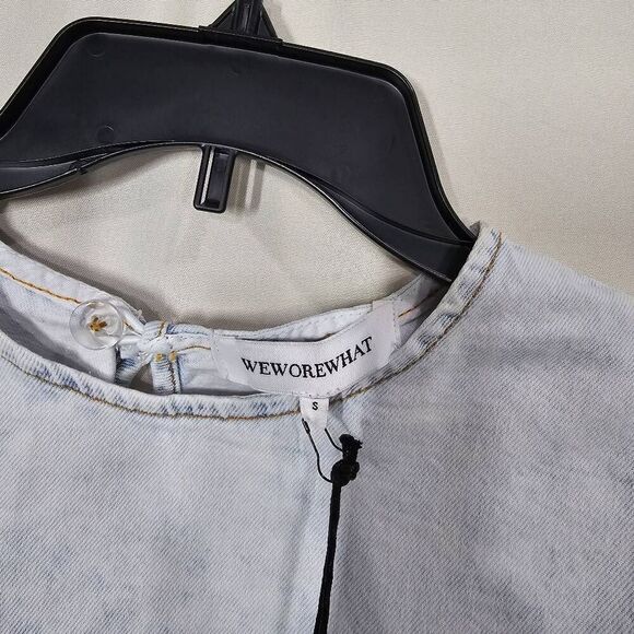 WeWoreWhat Cropped Denim Top - Picture 4 of 6